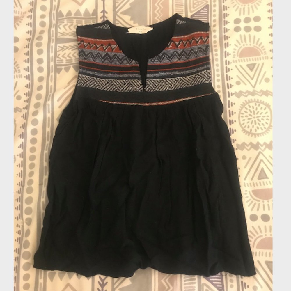 Elodie Black Embroidered Sleeveless Top XS
